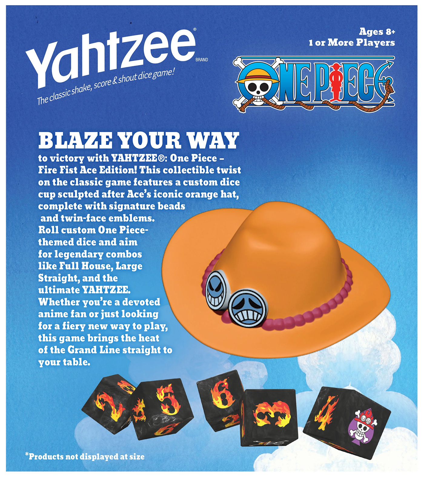 Jogo Yahtzee Ace, o Punho de Fogo do Anime One Piece