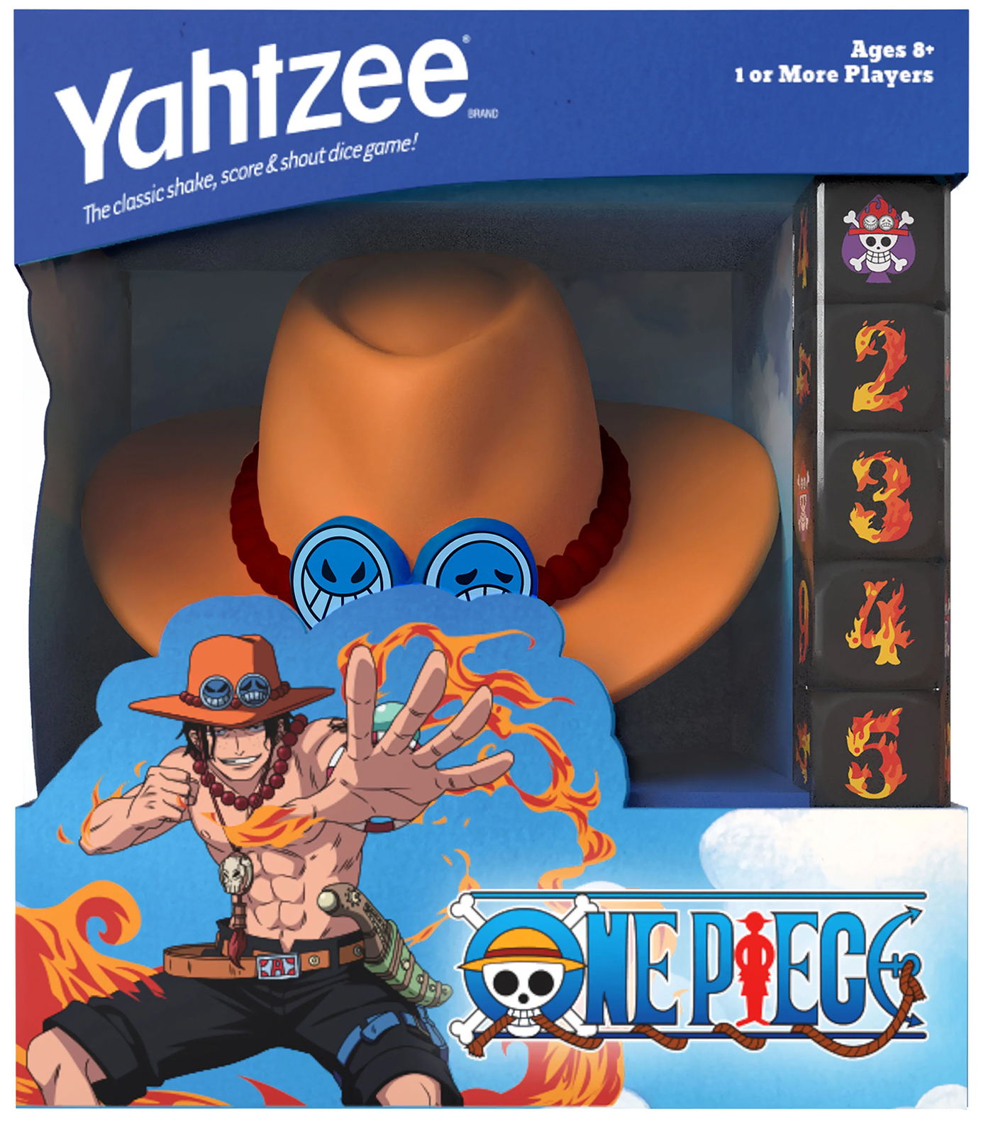 Jogo Yahtzee Ace, o Punho de Fogo do Anime One Piece