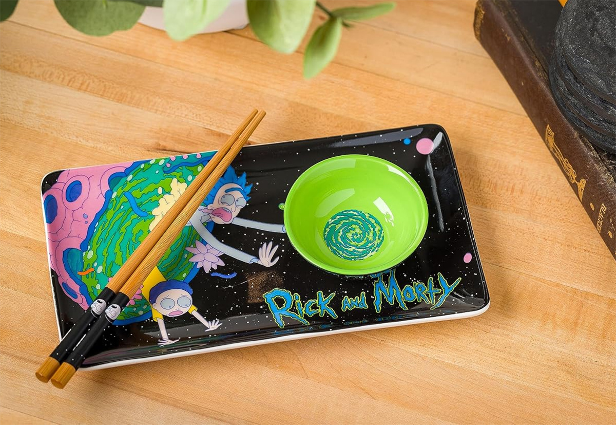 Conjunto de Sushi Rick and Morty com Portal Interdimensional