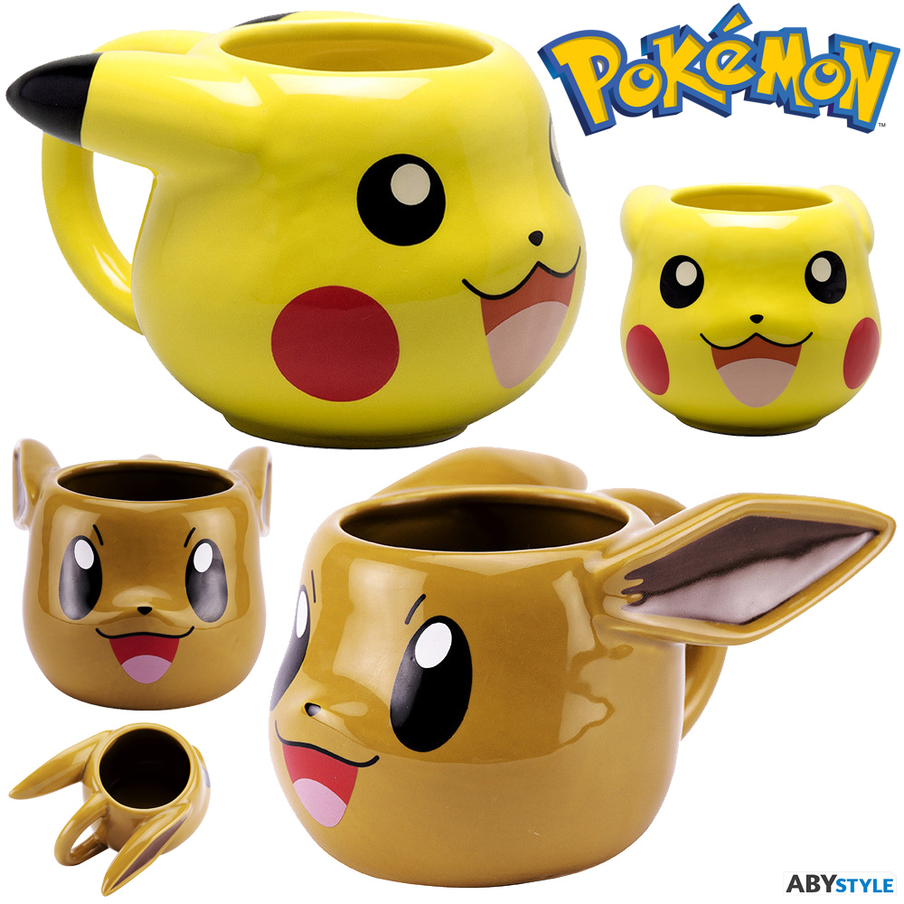 Canecas Pokémon 3D: Pikachu e Eevee