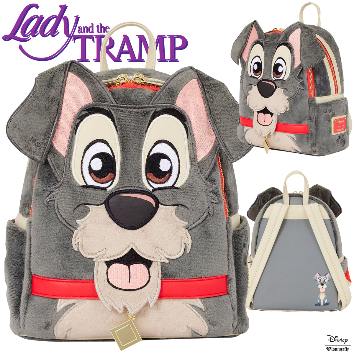 Mini-Mochila de Pelúcia do Cão Vagabundo (Lady and the Tramp)