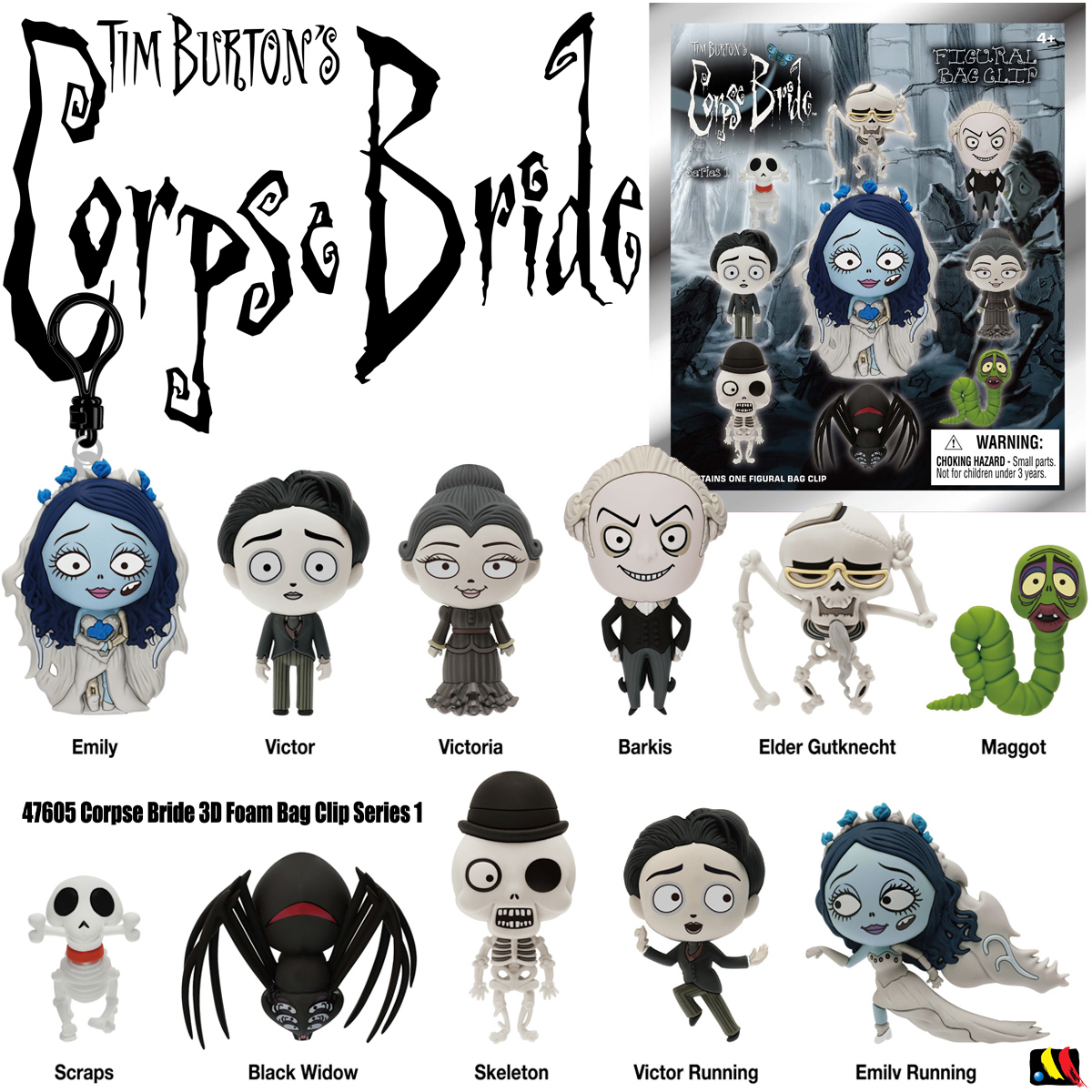 Chaveiros 3D Foam Bag Clips A Noiva Cadáver (Corpse Bride) de Tim Burton (Blind Bag)