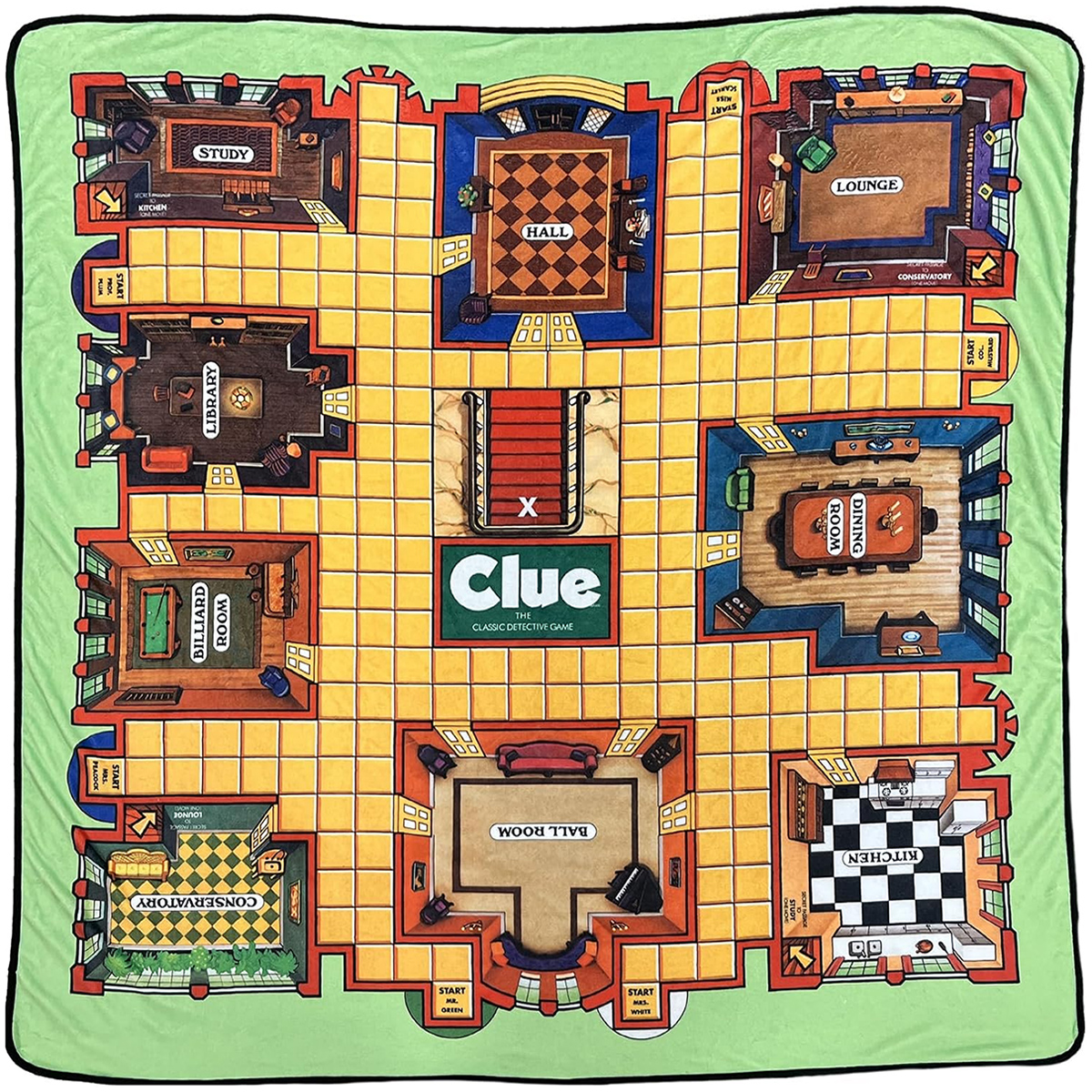 Cobertor de Lance com o Tabuleiro Clássico do Jogo Clue (Detetive)