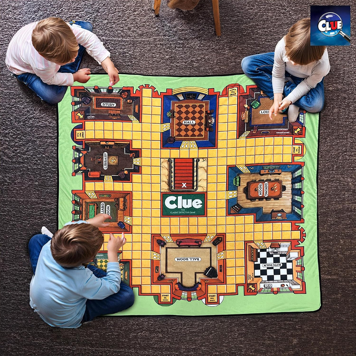 Cobertor de Lance com o Tabuleiro Clássico do Jogo Clue (Detetive)