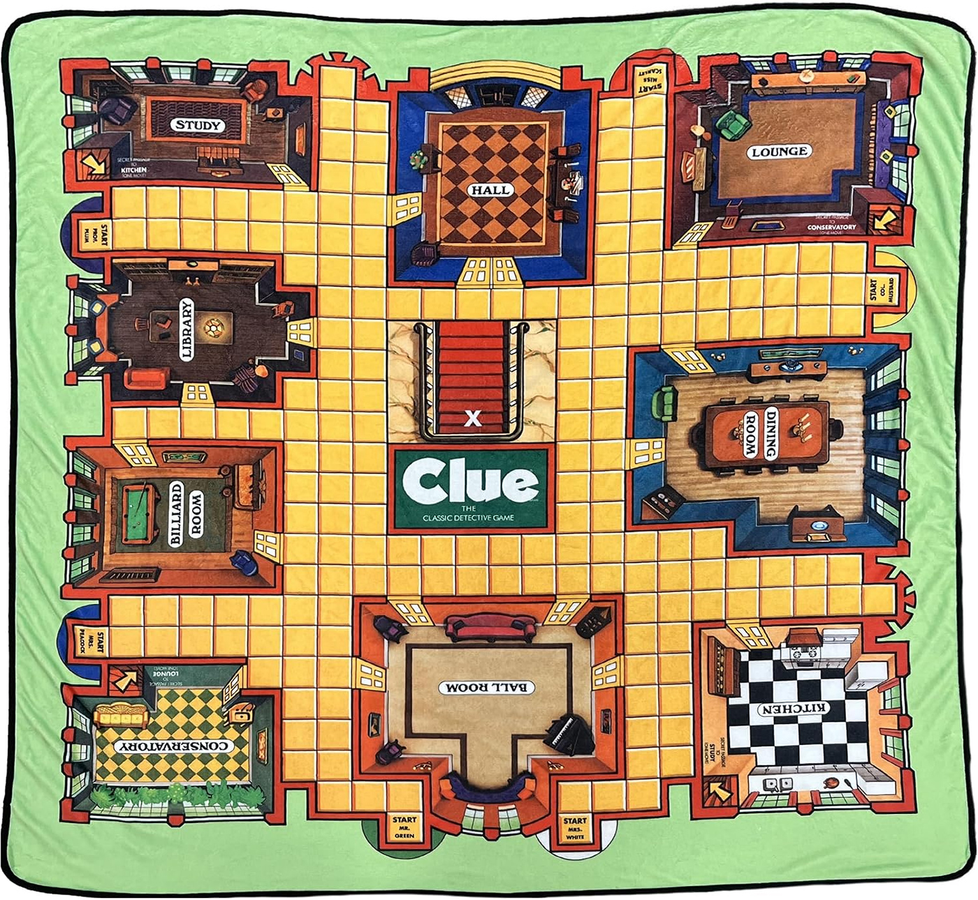 Cobertor de Lance com o Tabuleiro Clássico do Jogo Clue (Detetive)