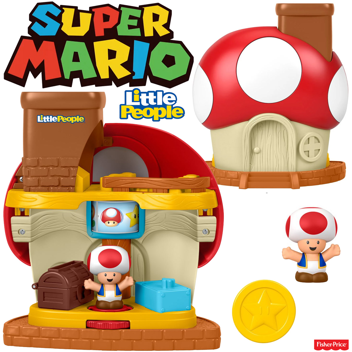 Playset Little People Casa do Toad Interativo (Super Mario Bros.)